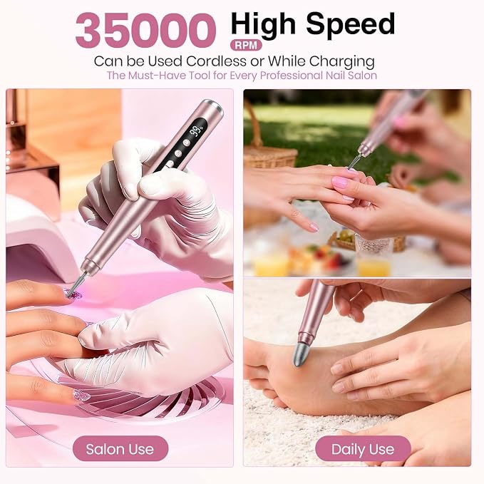 Cordless Nail Drill 35000RPM, Portable Electric Nail File - Image 7