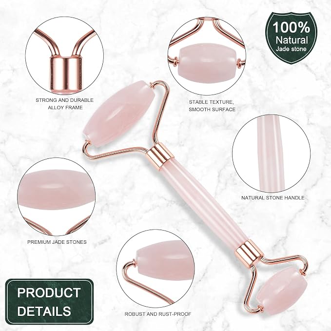 Jade Roller for Face, Facial Roller Massager Skin Care Tool, Gua Sha Facial - Image 2