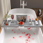 Bathtub Caddy Tray for Tub, Foldable Bath Table Trays, Bamboo Shelf - Image 2