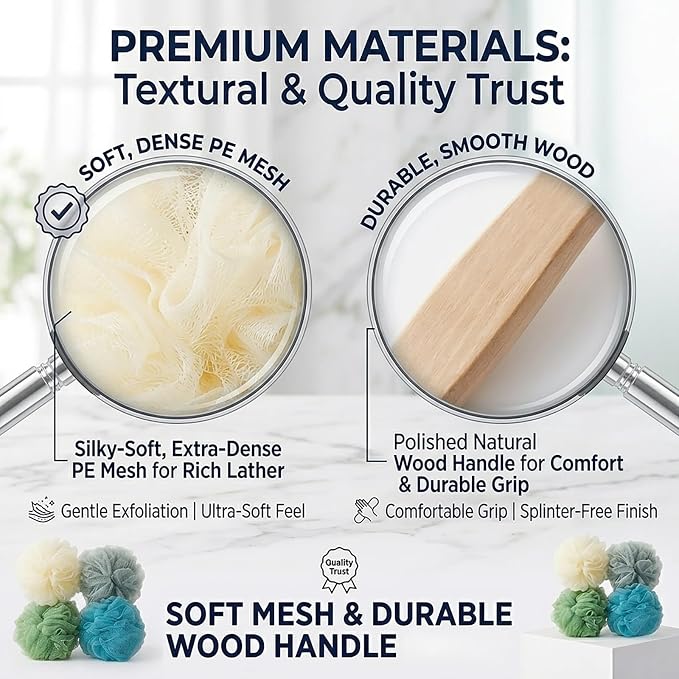 4 Pack Large Bath Puff Loofah Sponge - Image 3