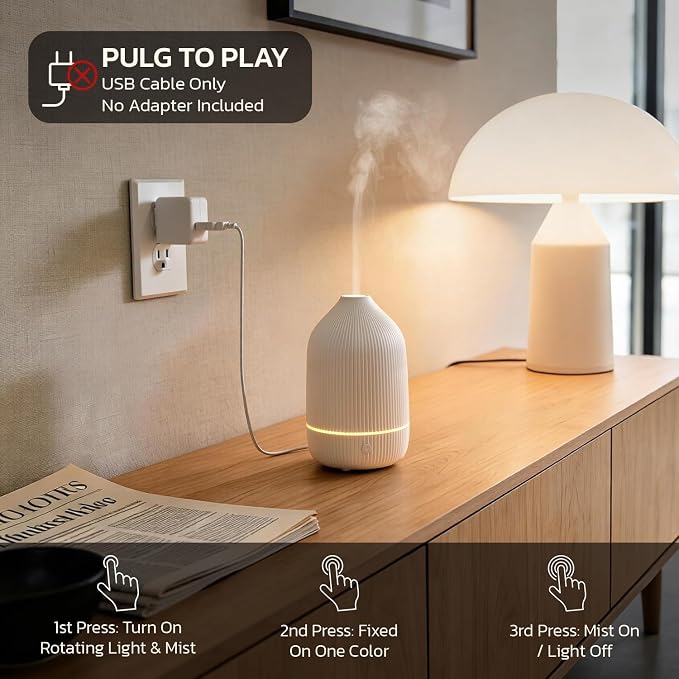 Essential Oil Diffuser, 100ml Aromatherapy Diffuser, Mini Ultrasonic Diffuser - Image 3