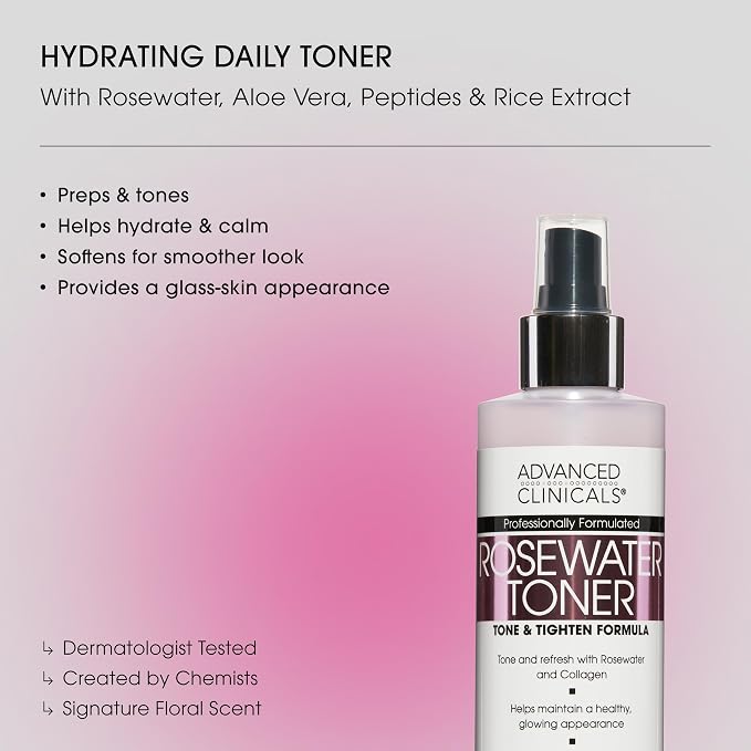 Advanced Clinicals Collagen + Rosewater Facial Mist Toner W/Charcoal & Aloe - Image 2