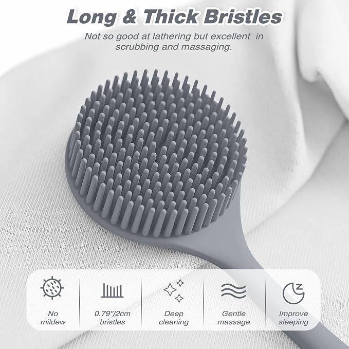 Manmihealth Silicone Back Scrubber & Soft Bath Glove Set, Super-Exfoliating - Image 3