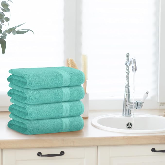 Avalon Towels Turquoise Bath Towels Set of 4 pcs, 100% Cotton Towel Absorbent - Image 5