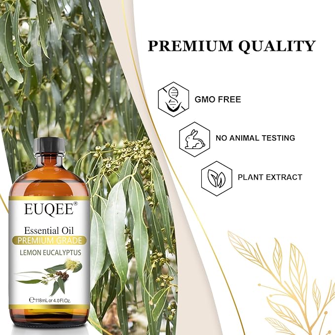 EUQEE Lemon Eucalyptus Essential Oil Pure Lemon Eucalyptus Oil, Large Capacity - Image 3