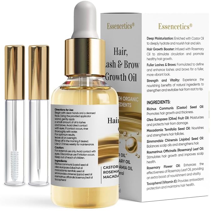 Castor Oil Organic Cold Pressed Unrefined Glass Bottle, Eyebrow Eyelash Growth - Image 2