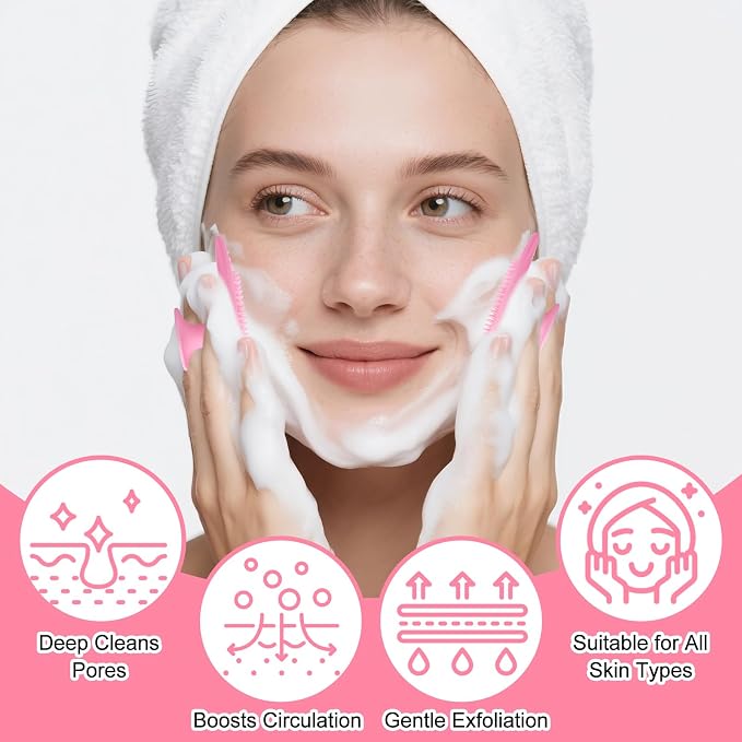 MUiiGOOD 2pcs Silicone Face Scrubber Round Pads Face Mask Brush Exfoliating Lip - Image 5