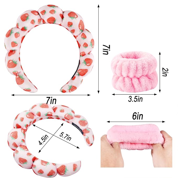 Zkptops Spa Headband for Washing Face Wristband Set Sponge Makeup Skincare - Image 6