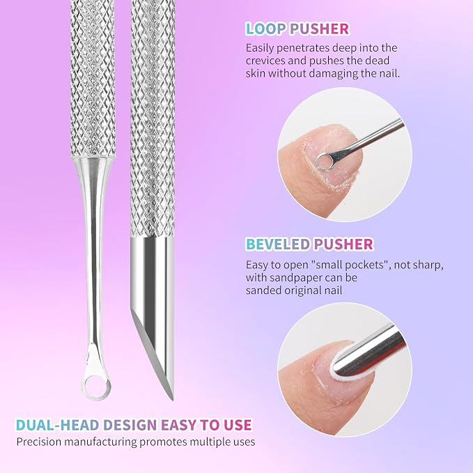 Pre-Treatment Cuticle Pusher, ASTONFOG Dual Ended Cuticle Remover Russian Prep - Image 3