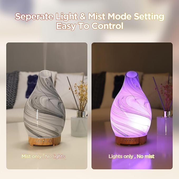 Essential Oil Diffuser, Art Glass Ultrasonic Aromatherapy Diffuser - Image 5