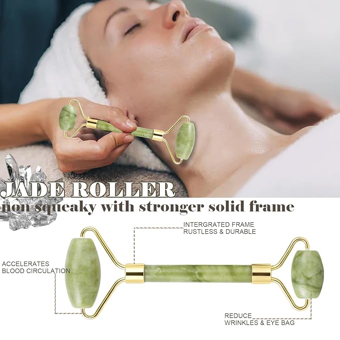 Jade roller and gua sha, facial roller, women's skincare tool, self-care gift - Image 3