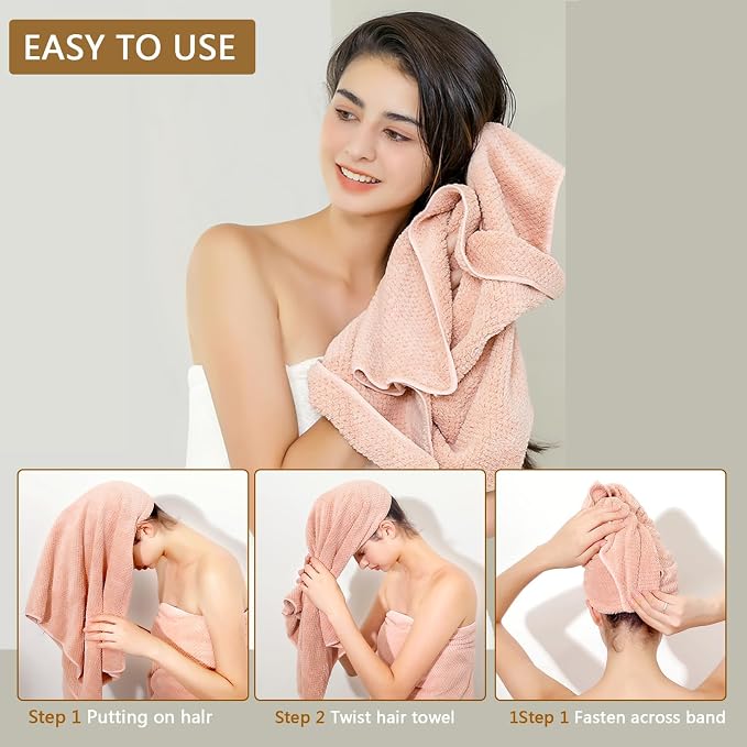 Microfiber Hair Towel Quick Dry Hair Towel Hair Drying Towels Suitable - Image 4