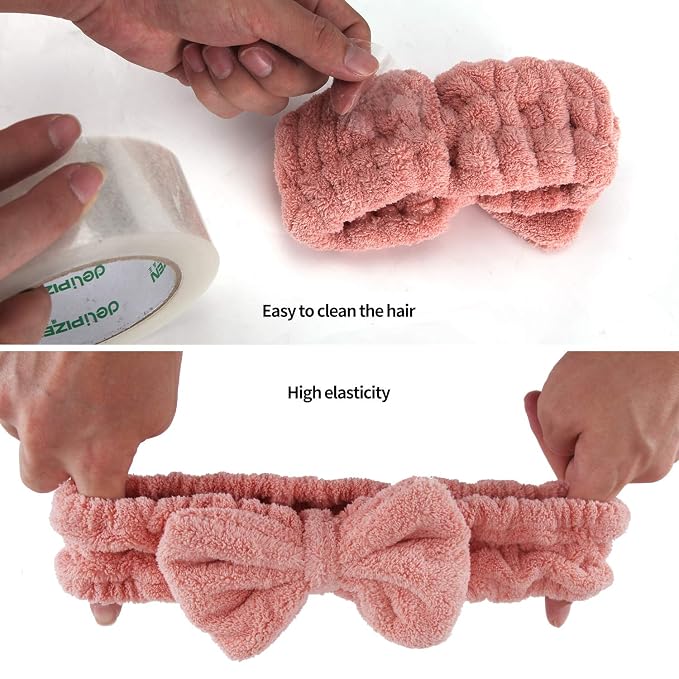 4 Pack Makeup Spa Headband Microfiber Bow Towel Soft Fluffy Washing Face - Image 5