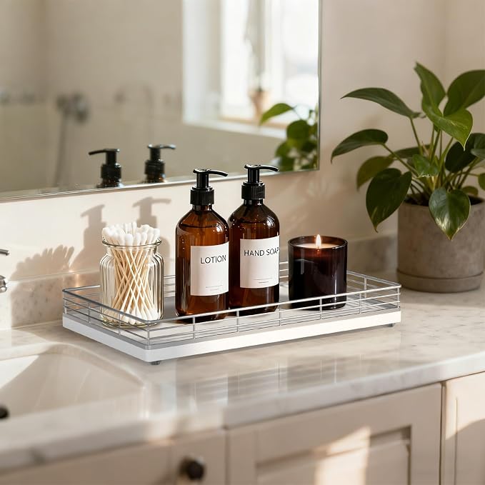 Large Bathroom Vanity Tray – 13" x 8" Oak Decorative Wooden Tray - Image 2