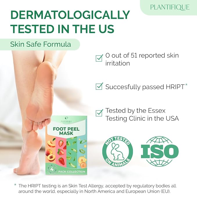 PLANTIFIQUE Foot Peeling Mask 4 Pack | Dermatologically Tested Repairs Heels & - Image 4