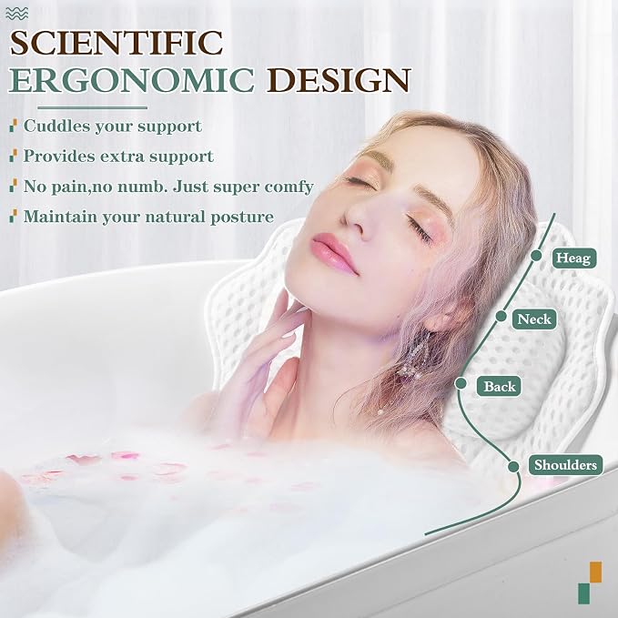 Bath Pillow RUVINCE Ergonomic Luxury Bathtub Pillow - Image 2