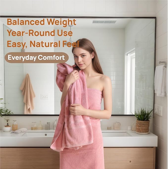 Bath Towels 2 Pack, 30 x 60 Inches, Large 100% Cotton Towels, Comfortable - Image 3