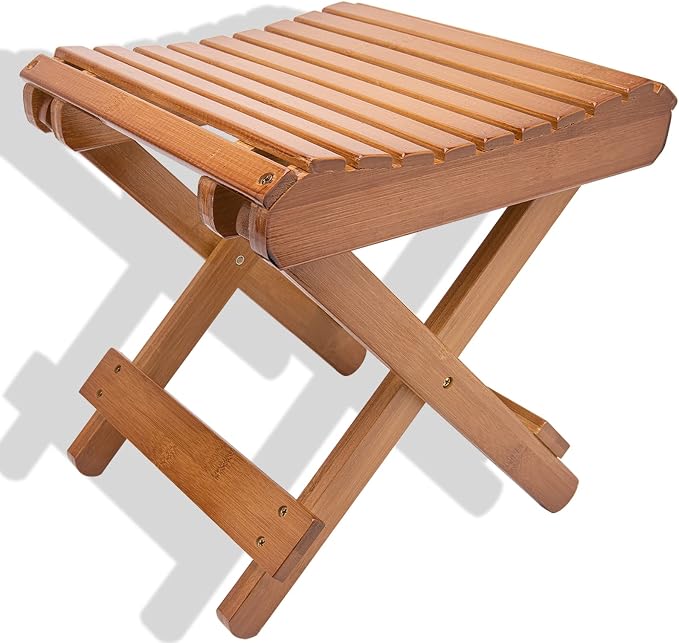 Folding Bamboo Stool for Shower, Leg Shaving and Foot Rest, Natural Bamboo by LOYPP