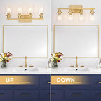 4 Light Gold Bathroom Light Fixtures Brushed Brass Vanity Light Over Mirror - Image 6