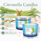 2x14oz Large 3-Wick Outdoor Indoor Citronella Candles, Long Lasting to 30 Hours - Image 4
