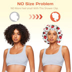 Shower Cap Reusable Double Layer Adjustable Elastic Waterproof EVA Hair Bath - Image 5