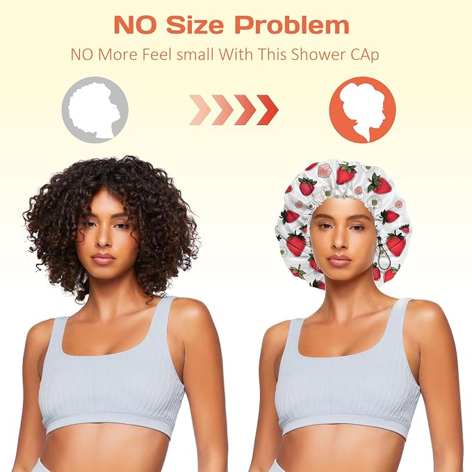 Shower Cap Reusable Double Layer Adjustable Elastic Waterproof EVA Hair Bath - Image 5