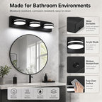 3-Light Bathroom Vanity Light Over Mirror, Matte Black LED Vanity Lighting - Image 5