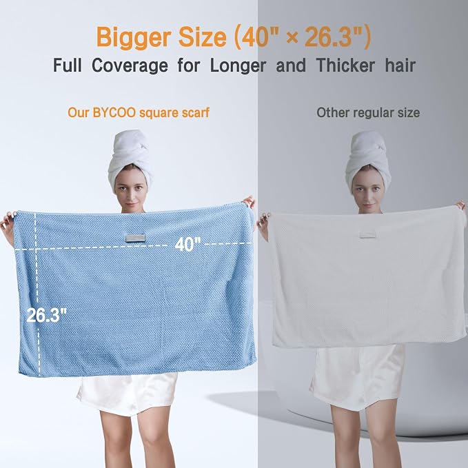 2 Pack Large Microfiber Hair Towel Wrap - Image 2