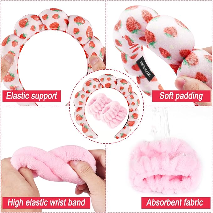 Zkptops Spa Headband for Washing Face Wristband Set Sponge Makeup Skincare - Image 5