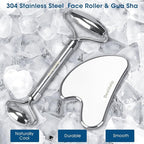 Bealihelp Face Roller and Gua Sha, Stainless Steel Facial Roller and Guasha Tool - Image 2