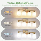 PARTPHONER 4-Light Brushed Gold Bathroom Light Fixtures, Modern Vanity Light - Image 6