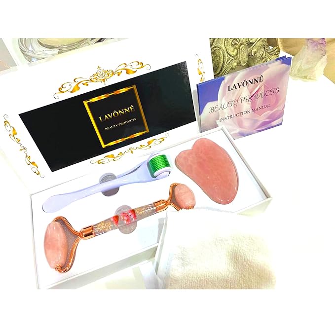 100% Authentic Rose Quartz Jade Roller and Gua Sha Set - Image 6