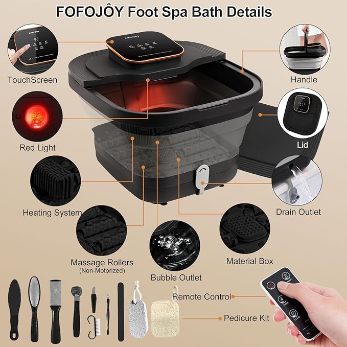 Collapsible Foot Spa Bath with Heat and Massage Roller, Temperature Control - Image 2
