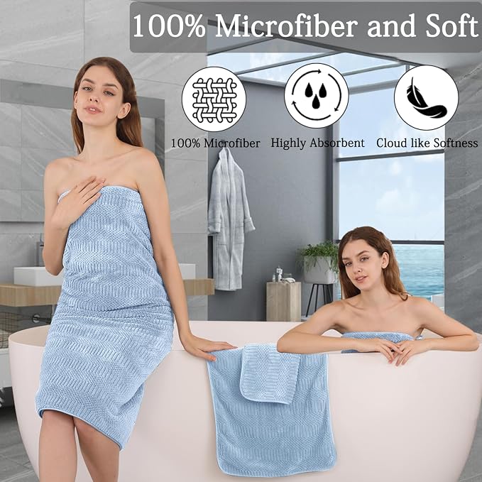 Ycosy 4 Pack Extra Large Microfiber Bath Towels Set, 35x70 inches, Less Lint - Image 4