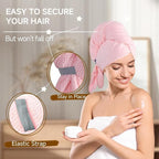Microfiber Hair Towel Wrap Turban 2 Pack Large | Super Absorbent Quick Dry & - Image 5