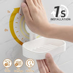 LEVERLOC Soap Dish Holder for Shower Suction Cup Wall Mounted Self Draining - Image 4