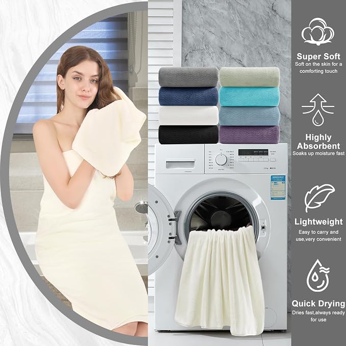 8 Piece Bath Towel Set |2 Oversized Large Bath Sheet, 2 Hand Towels, 4 - Image 8