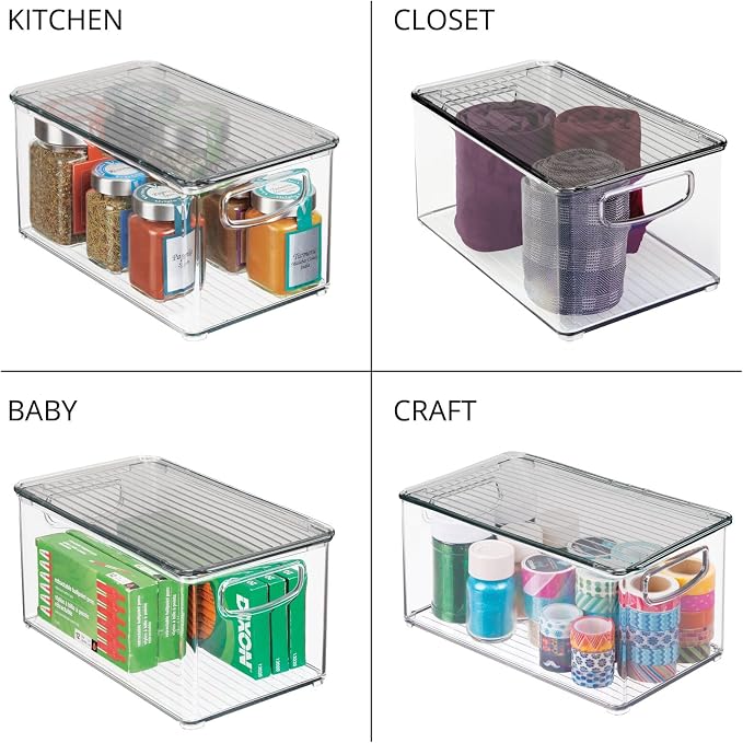 mDesign Deep Plastic Bathroom Storage Bin Box, Lid/Built-in Handles, - Image 8