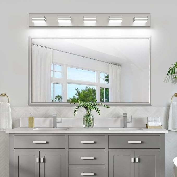 SineRise LED Modern Bathroom Vanity Light Fixtures, Brushed Nickel Modern - Image 9