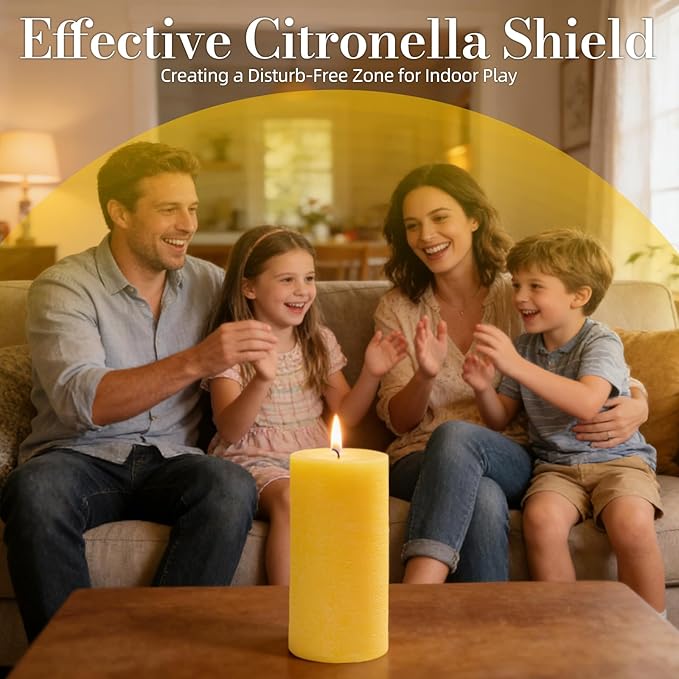 Citronella Candles Pillar, 2.8x6 Inch, 75 Hours Long Burn Time, Citronella - Image 2