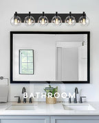 Bathroom Light Fixtures, 6 Light Matte Black Vanity Light, 38 Inch Modern Wall - Image 5