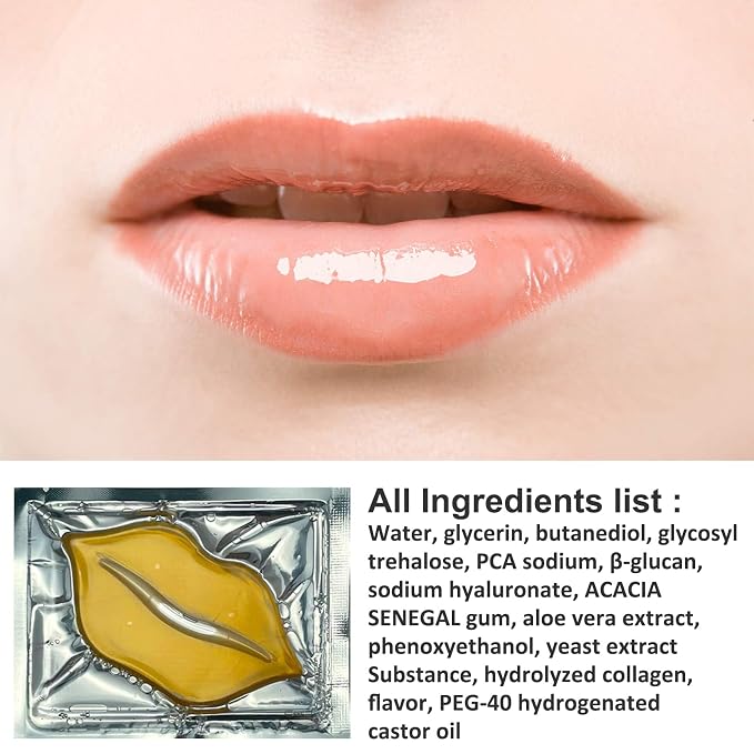 Adofect 30 Pieces Collagen Crystal Gold Lip Care Gel Masks, Collagen Crystal - Image 4