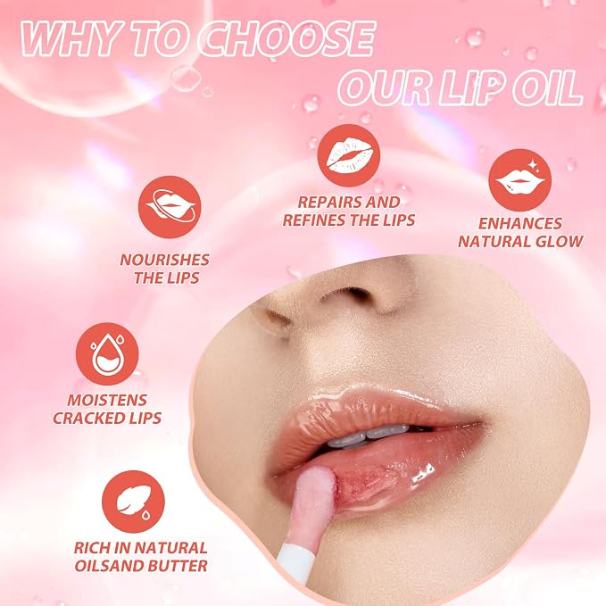 LANGMANNI Lip Oil, No-Sticky Gloss Lip Balm Lip Care, Fruit Flavoured Lip Oil - Image 6