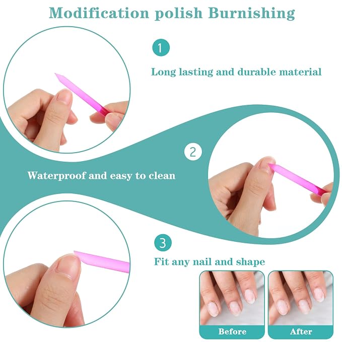 4Pcs Glass Cuticle Pusher, Dual-Ended Manicure Stick, 4 Colors Nail Cuticle - Image 2