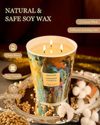 M&SENSE Large 3-Wick Coconut Vanilla Scented Soy Candle, 35oz 150 Hours - Image 4