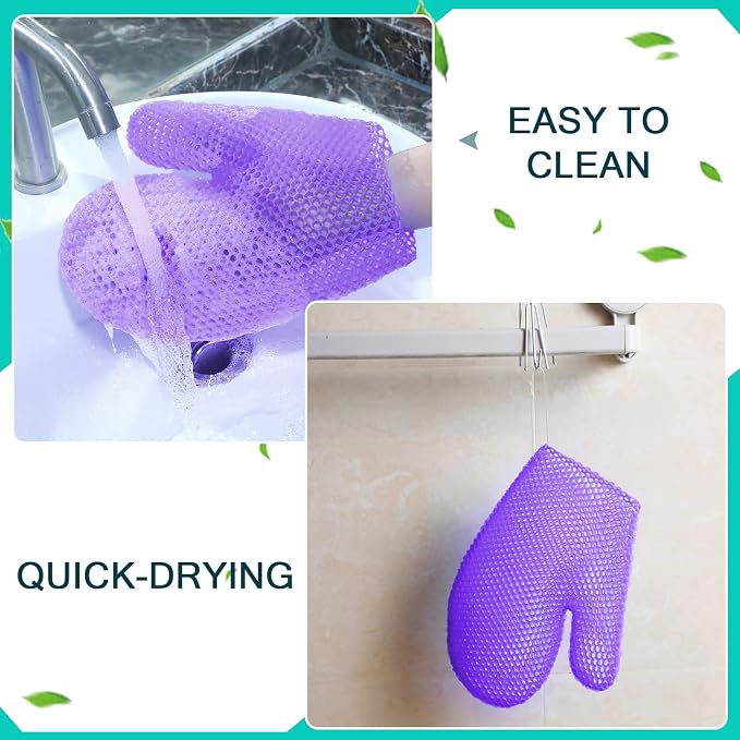 Karenhi 2 Pcs Honeycomb Exfoliating Glove Set Exfoliating Bath Mitt Honeycomb - Image 7