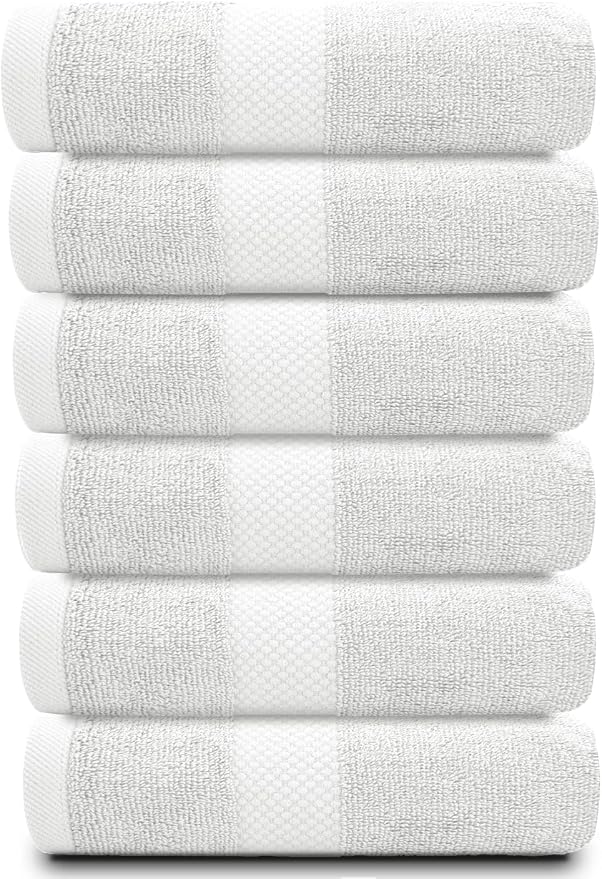 White Classic Luxury Silver Hand Towels - Image 2