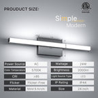 24Inch LED Bathroom Vanity Light Bar 5700K Dimmable Led Bathroom Light Over - Image 2