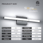 24 Inch LED Bathroom Vanity Light Bar 5700K Dimmable Led Bathroom Light Over - Image 2