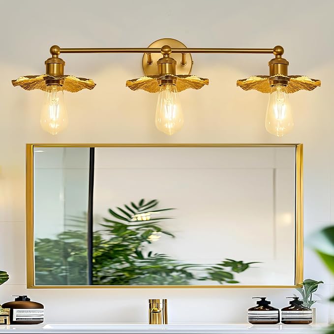 ZGLAOJT 3 Light Vintage Vanity Light Gold Bathroom Light Fixtures Over Mirror. - Image 7